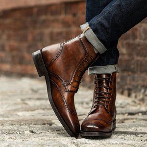 Thursday Boot Company Wingtip Color # 77. Brogue Brown. Size 10 regular width